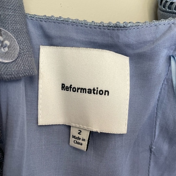 NEW Reformation Everett Linen Midi Dress Cornflower Blue | US 2 UK 6 - Picture 12 of 14